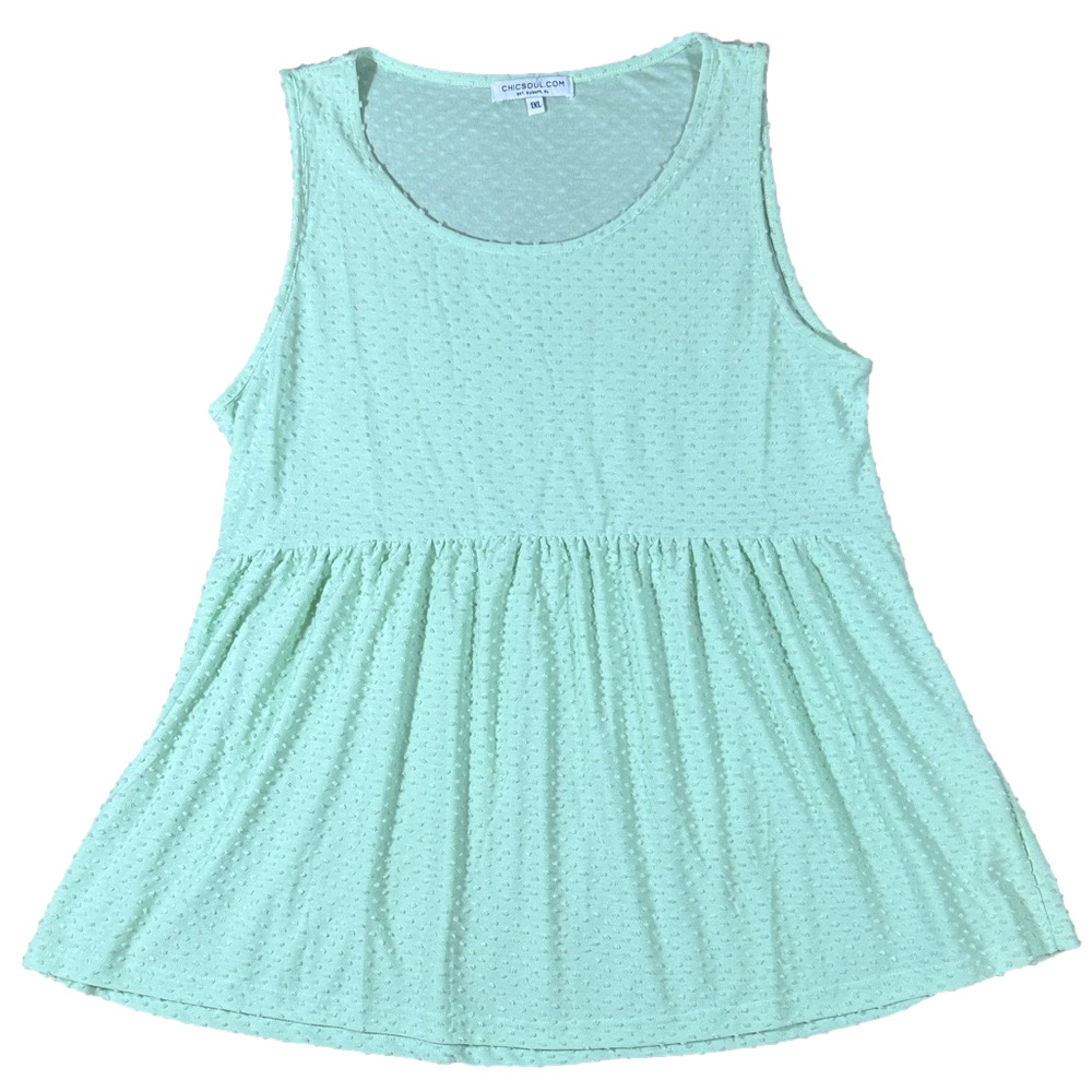 Chic Soul Mint Green Swiss Dot Textured Baby Doll Tank Top